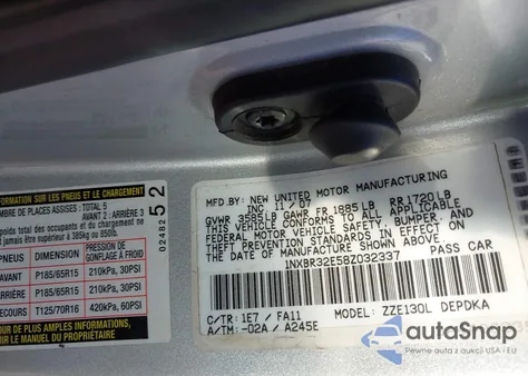 2008 Toyota Corolla Ce from USA, damaged, VIN 1NXBR32E58Z032337